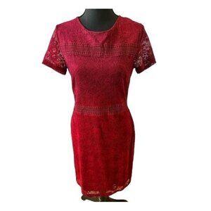 Rephyllis Women's Lace Overlay Dress Burgundy Size L NWT